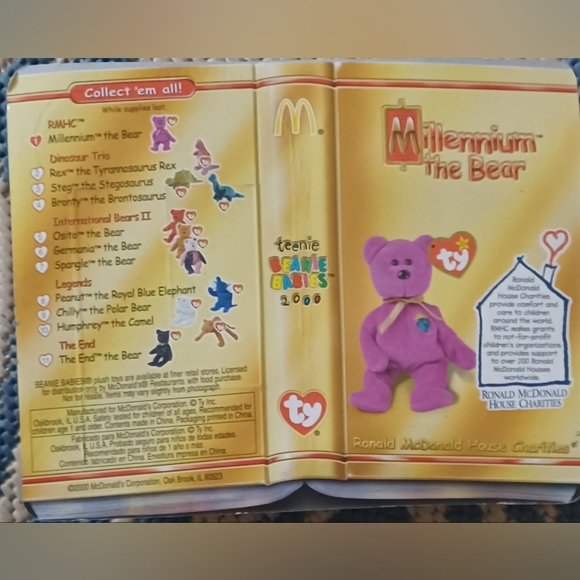 TY Millennium Magenta Bear Plush Toy by Ty - Magenta - Picture 4 of 4